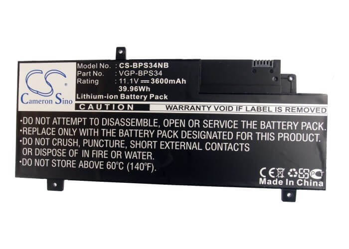 11.1V, 3600mAh, Li-ion Battery fits Sony, F15a16, F15a16sc, 39.96Wh