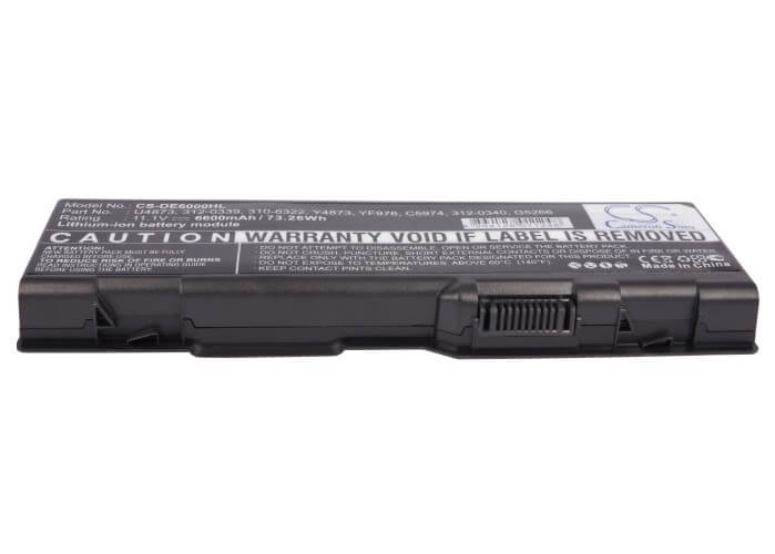 11.1V, 6600mAh, Li-ion Battery fits Dell, Inspiron 6000, Inspiron 9200, 73.26Wh