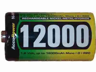 D 12000 mah nimh accupower rechargeable battery