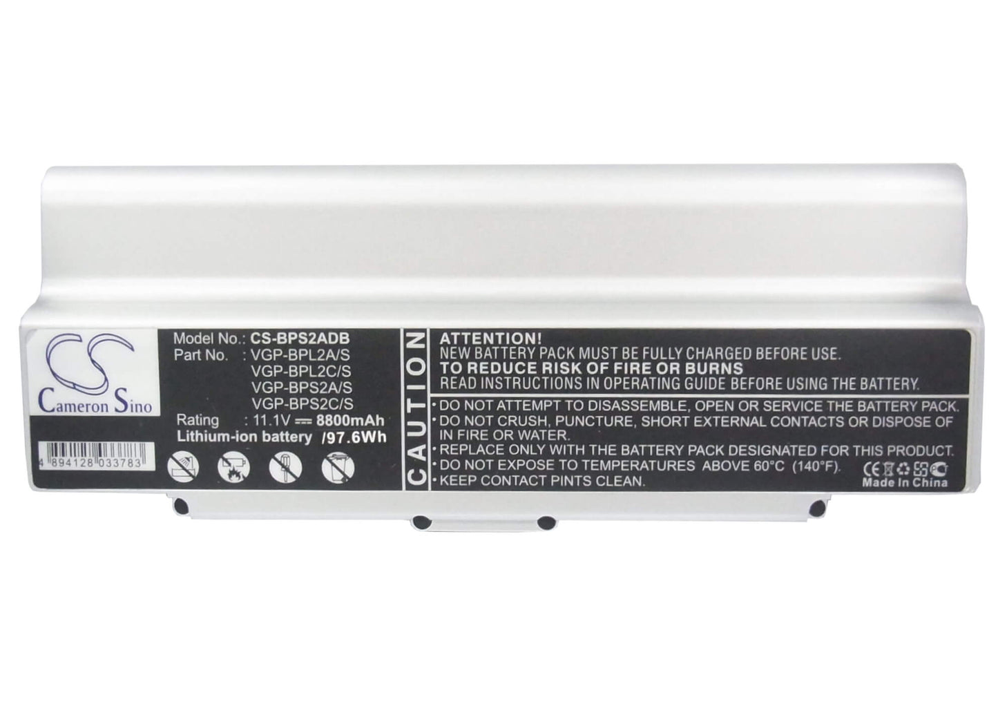 11.1V, 8800mAh, Li-ion Battery fits Sony, Vaio Vgn-c140g/b, Vaio Vgn-c150p/b, 97.68Wh