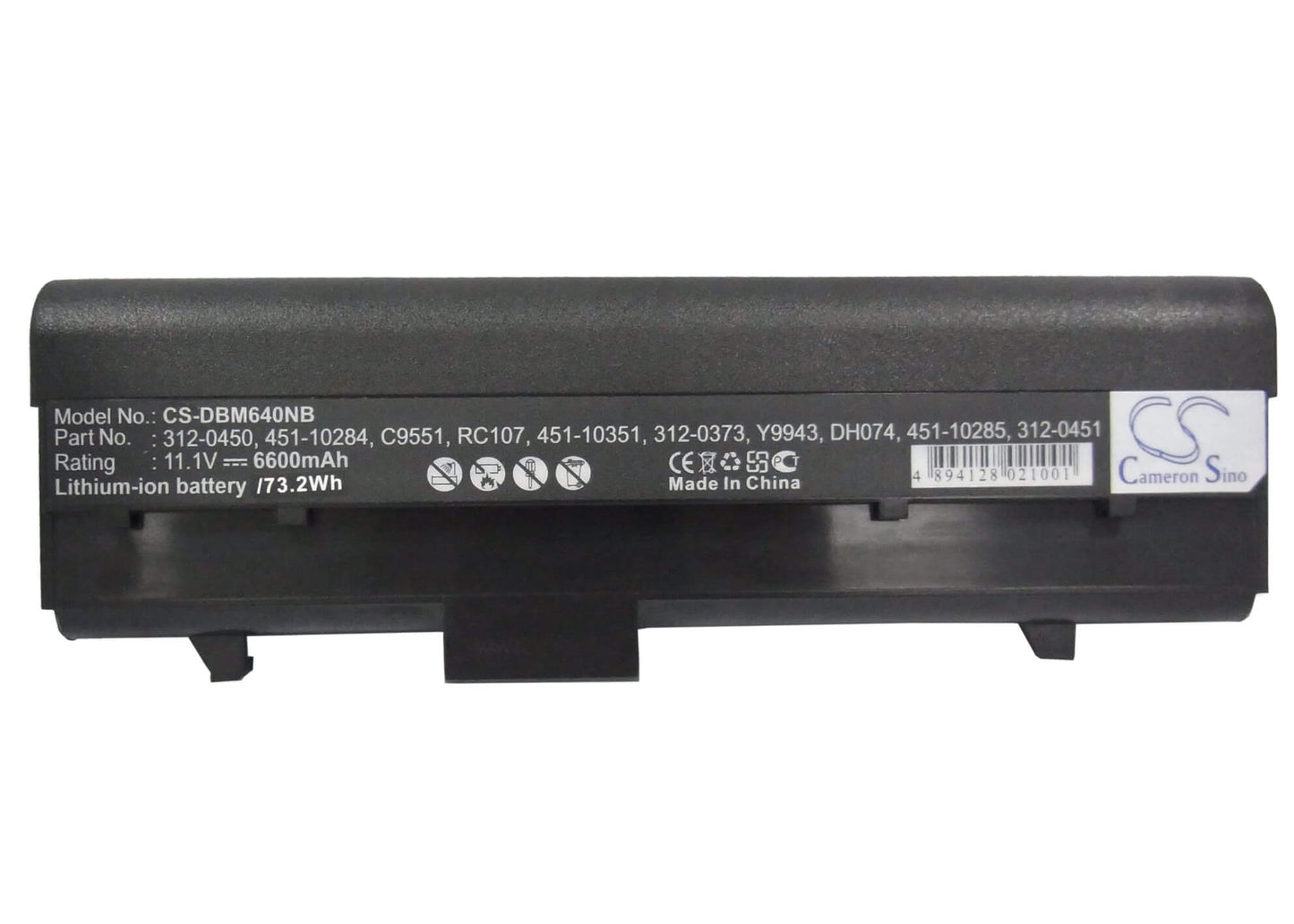 11.1V, 6600mAh, Li-ion Battery fits Dell, Inspiron 630m, Inspiron 640m, 73.26Wh