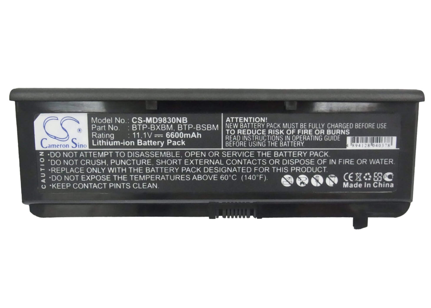 11.1V, 6600mAh, Li-ion Battery fits Medion, Md96290, Md98300, 73.26Wh
