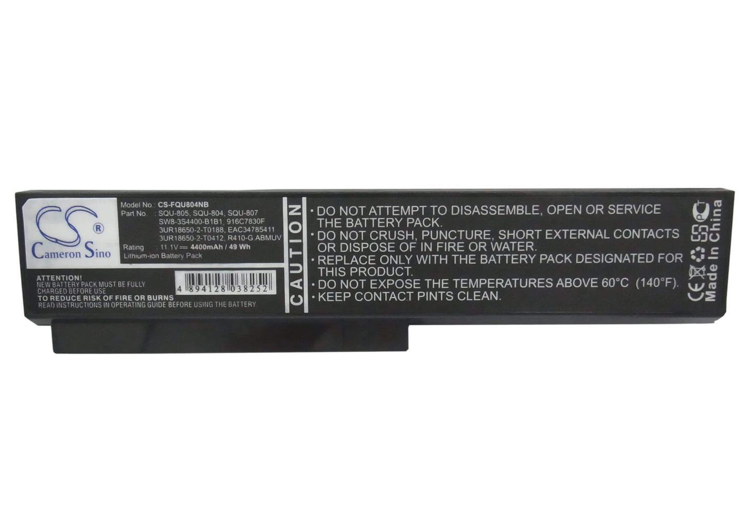 11.1V, 4400mAh, Li-ion Battery fits Gigabyte, Q1458, Q1580, 48.84Wh