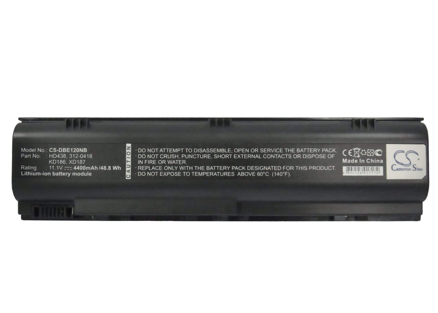 11.1V, 4400mAh, Li-ion Battery fits Dell, Inspiron 1300, Inspiron B120, 48.84Wh