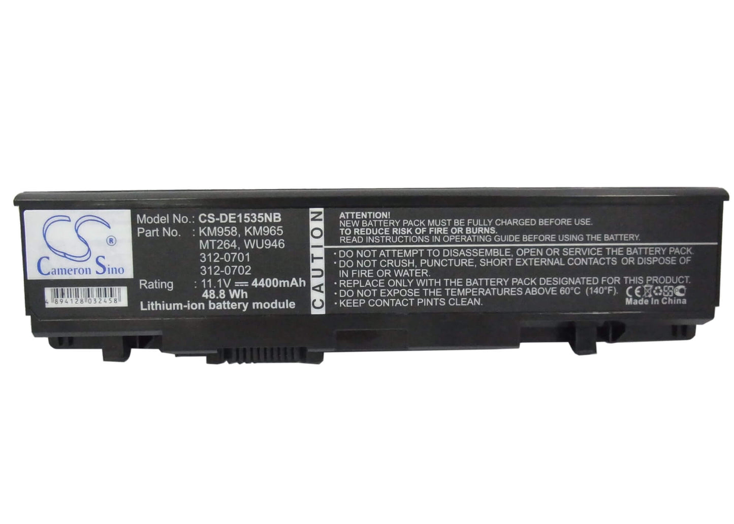 11.4V, 4400mAh, Li-ion Battery fits Dell, Studio 1535, Studio 1536, 50.16Wh