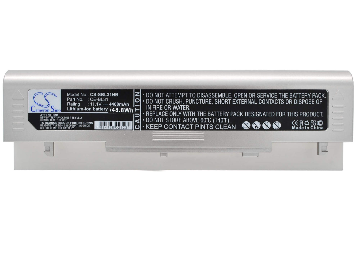 11.1V, 4400mAh, Li-ion Battery fits Sharp, Mc1-3ca, Mc1-3cc, 48.84Wh