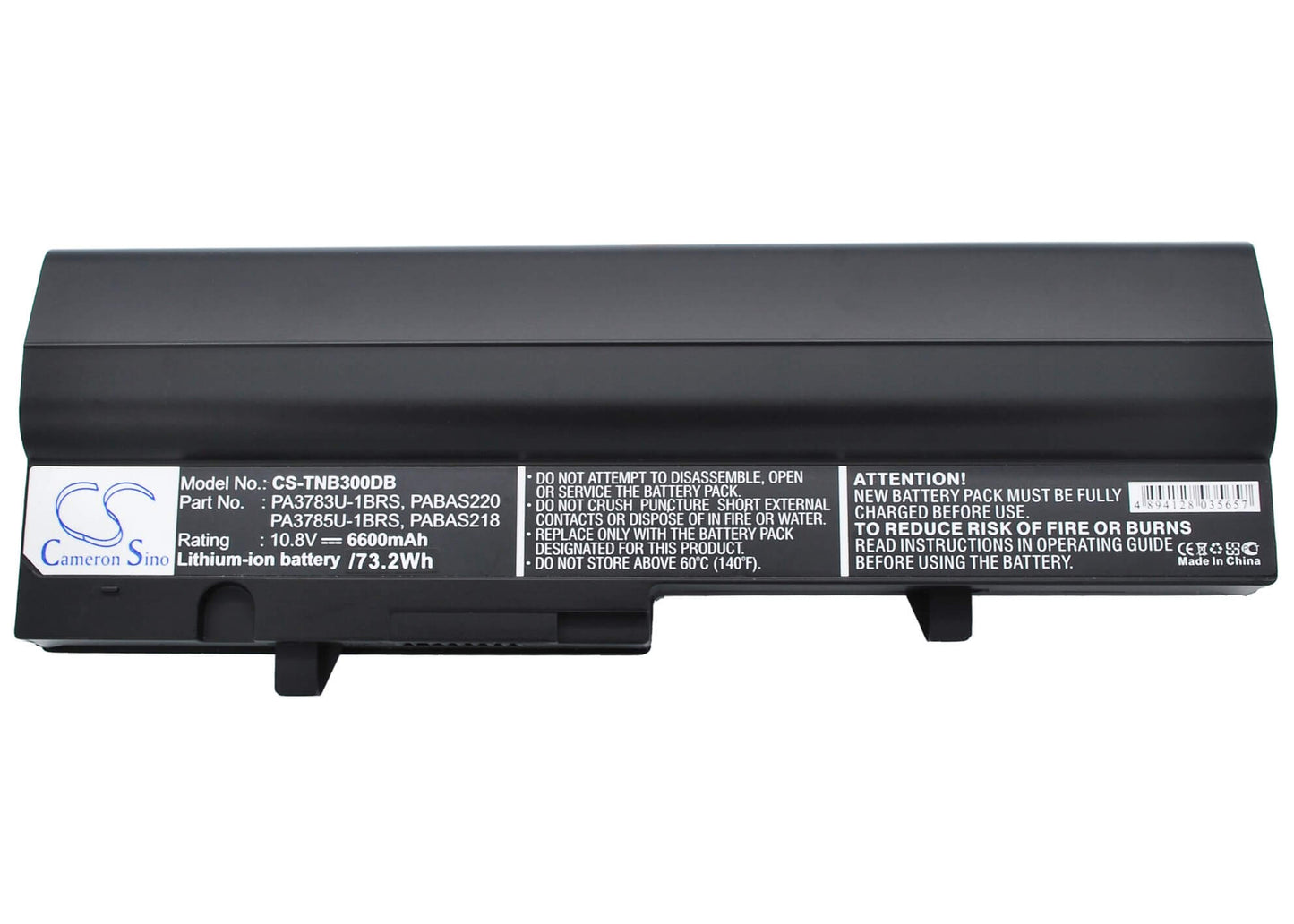 10.8V, 6600mAh, Li-ion Battery fits Toshiba, Satellite N302, Satellite Nb300, 71.28Wh