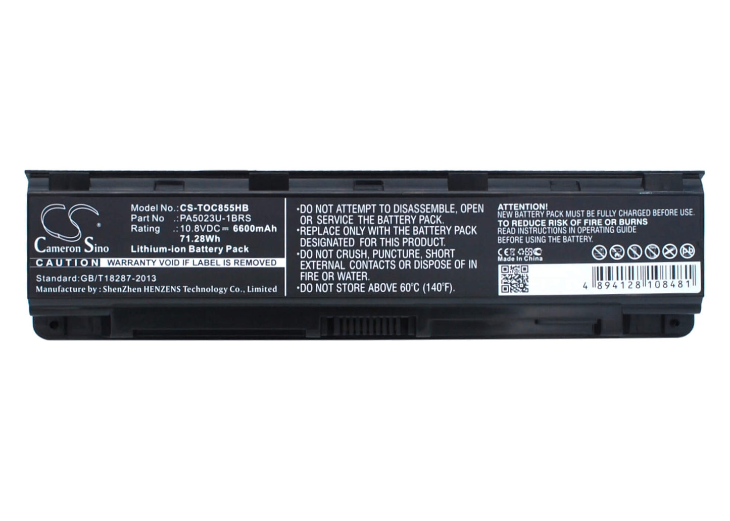 10.8V, 6600mAh, Li-ion Battery fits Toshiba, Dynabook Qosmio T752, Dynabook Qosmio T752/t, 71.28Wh