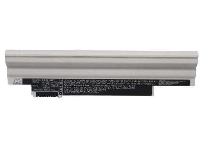 White, 11.1V, 4400mAh, Li-ion Battery fits Packard Bell, Dot S E2 Spt, Dot S/b-003 It, 48.84Wh