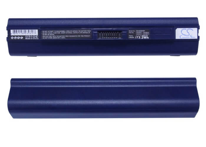 Blue, 11.1V, 6600mAh, Li-ion Battery fits Acer, Aspire One 531, Aspire One 751, 73.26Wh