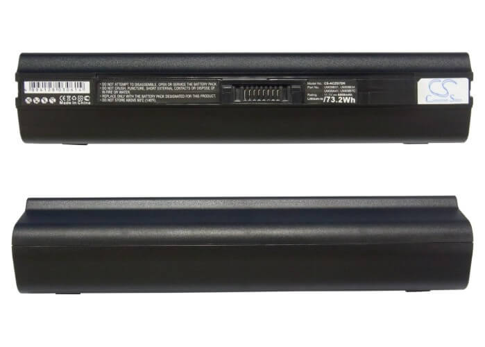 Black, 11.1V, 6600mAh, Li-ion Battery fits Acer, Aspire One 531, Aspire One 751, 73.26Wh