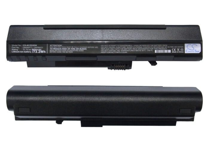 Black, 11.1V, 6600mAh, Li-ion Battery fits Gateway, Lt1000, Lt1001, 73.26Wh
