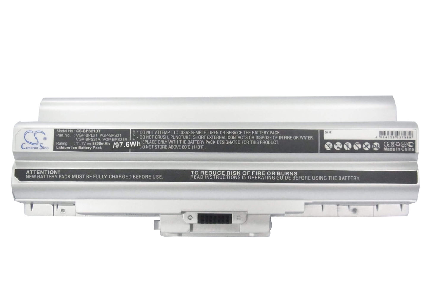 Silver, 11.1V, 8800mAh, Li-ion Battery fits Sony, Aio Vpcf11jfx/b Vaio Vpcf11m1e, Pcg-81311l, 97.68Wh