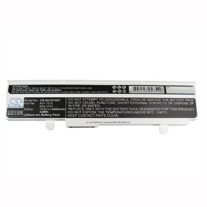 White, 10.8V, 4400mAh, Li-ion Battery fits Asus, Eee Pc 1015, Eee Pc 1015b, 47.52Wh