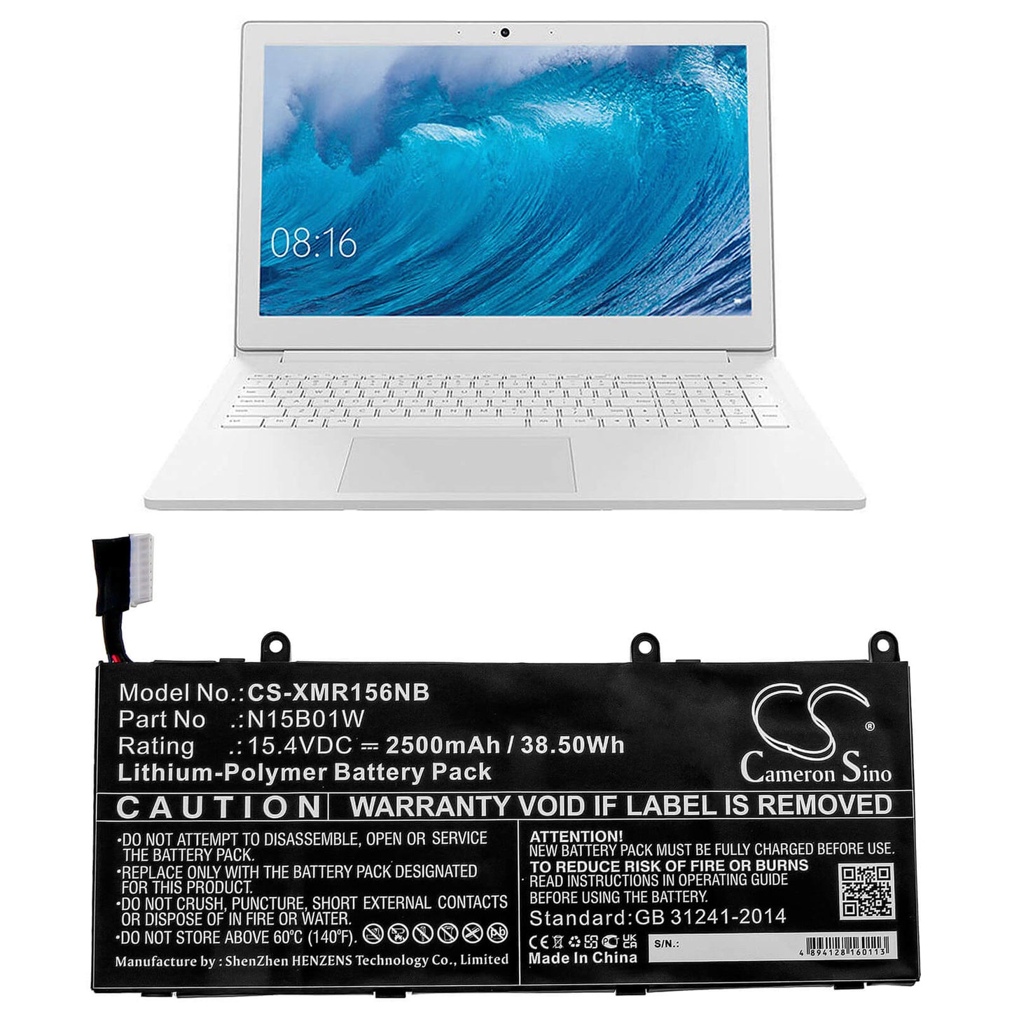15.4V, 2500mAh, Li-Polymer Battery fits Xiaomi, Mi Ruby 15.6, 38.5Wh