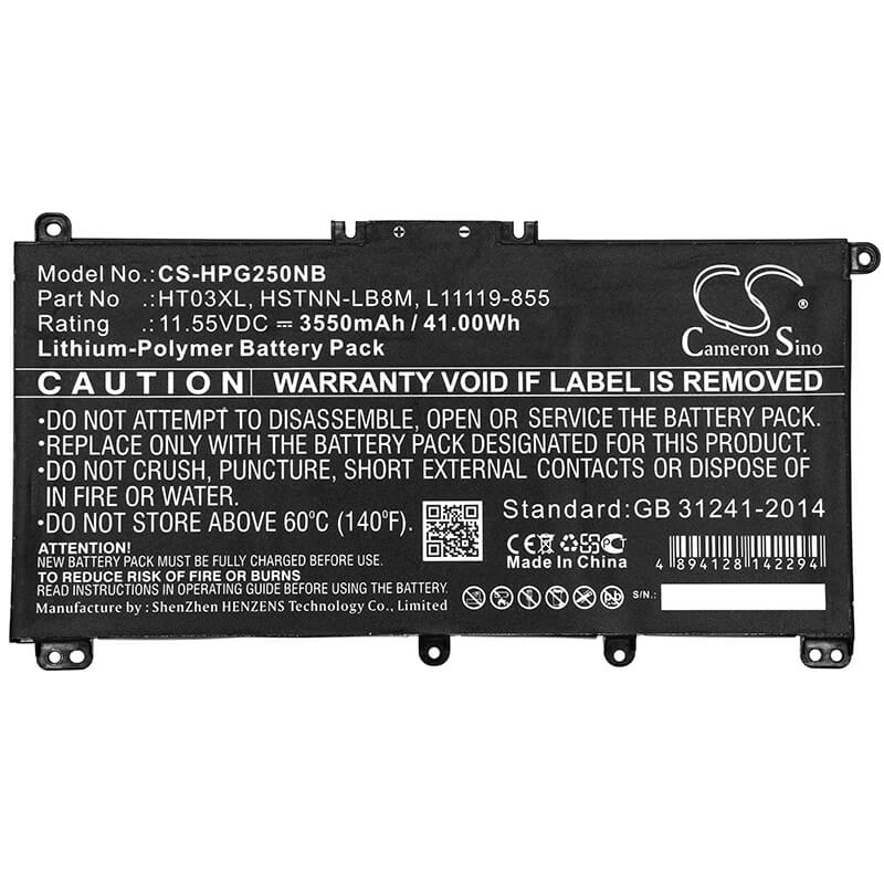 11.55V, 3550mAh, Li-Polymer Battery fits Hp, 14-ce1008tx, 14-cf0005ni, 41.0025Wh