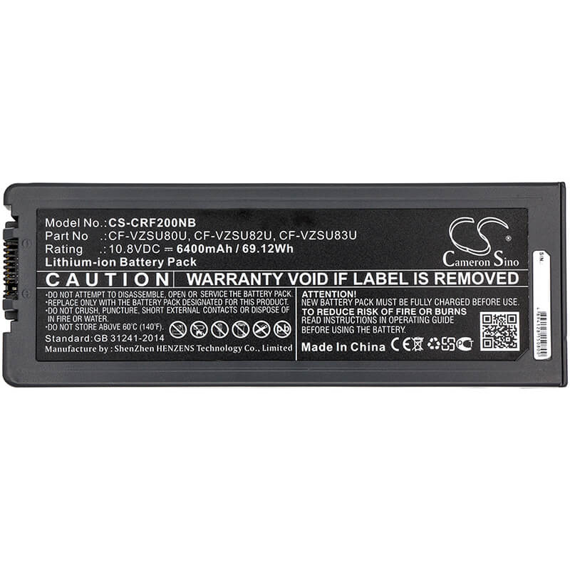 10.8V, 6400mAh, Li-ion Battery fits Panasonic, Toughbook Cf-c2, Toughbook Cf-c2 Mk1, 69.12Wh