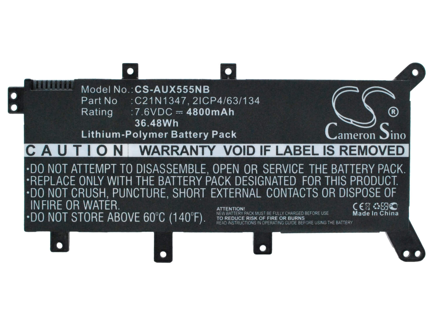 7.6V, 4800mAh, Li-Polymer Battery fits Asus, A555, A555l, 36.48Wh