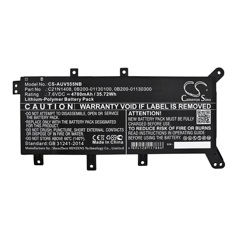 7.6V, 4700mAh, Li-Polymer Battery fits Asus, A555lj, A555lj-dm941t, 35.72Wh