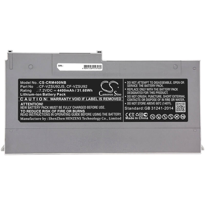 7.2V, 4400mAh, Li-ion Battery fits Panasonic, Cf-mx3, Cf-mx4, 31.68Wh