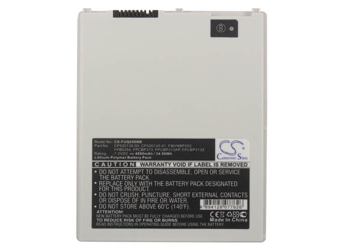 7.2V, 4800mAh, Li-Polymer Battery fits Fujitsu, Q550, Q550/c, 34.56Wh