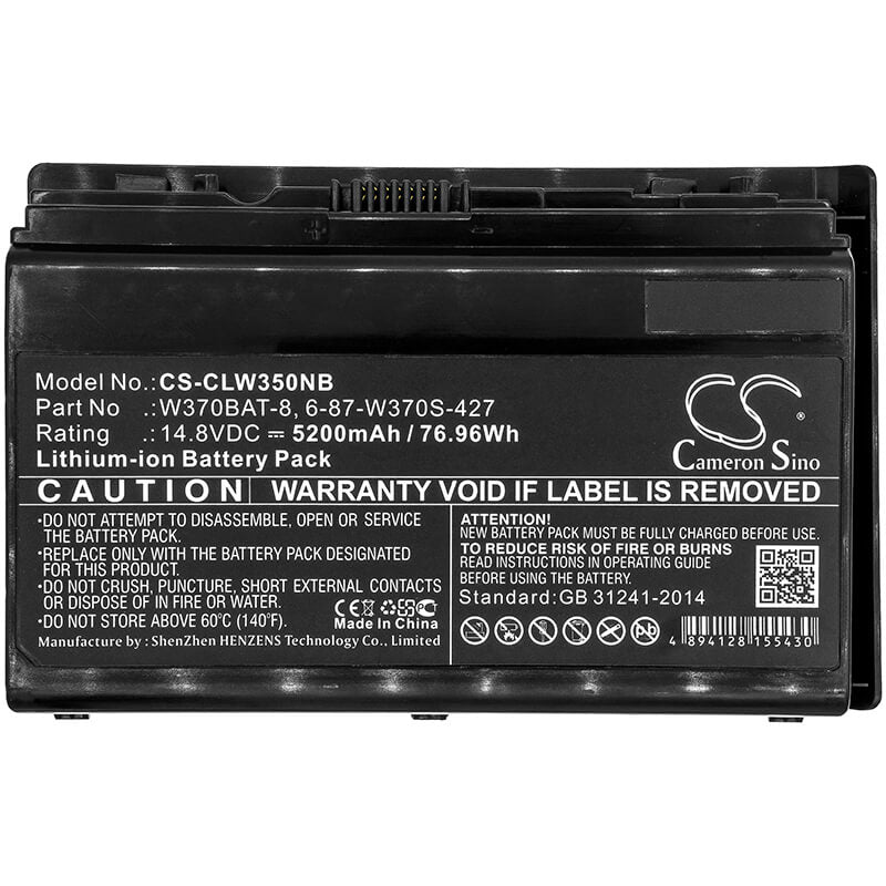 14.8V, 5200mAh, Li-ion Battery fits Clevo, G508ii, K590s, 76.96Wh