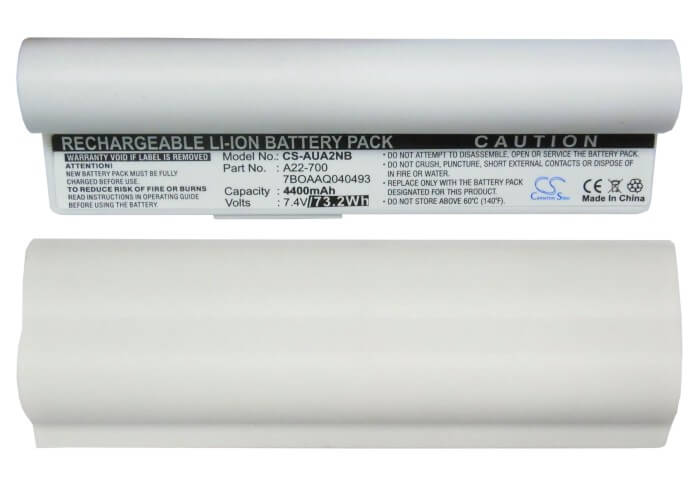White, 7.4V, 4400mAh, Li-ion Battery fits Asus, Eee Pc 2g Linux, Eee Pc 2g Surf(256 Ram), 32.56Wh