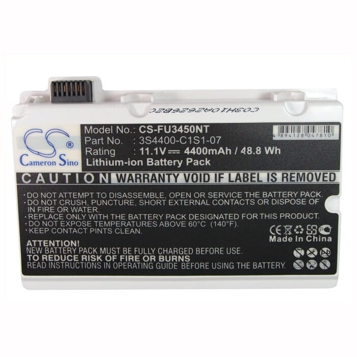 White, 11.1V, 4400mAh, Li-ion Battery fits Fujitsu, Amilo Pi3450, Amilo Pi3525, 48.84Wh