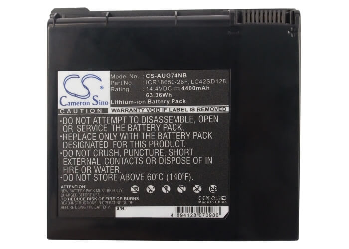 14.4V, 4400mAh, Li-ion Battery fits Asus, G74, G74j, 63.36Wh