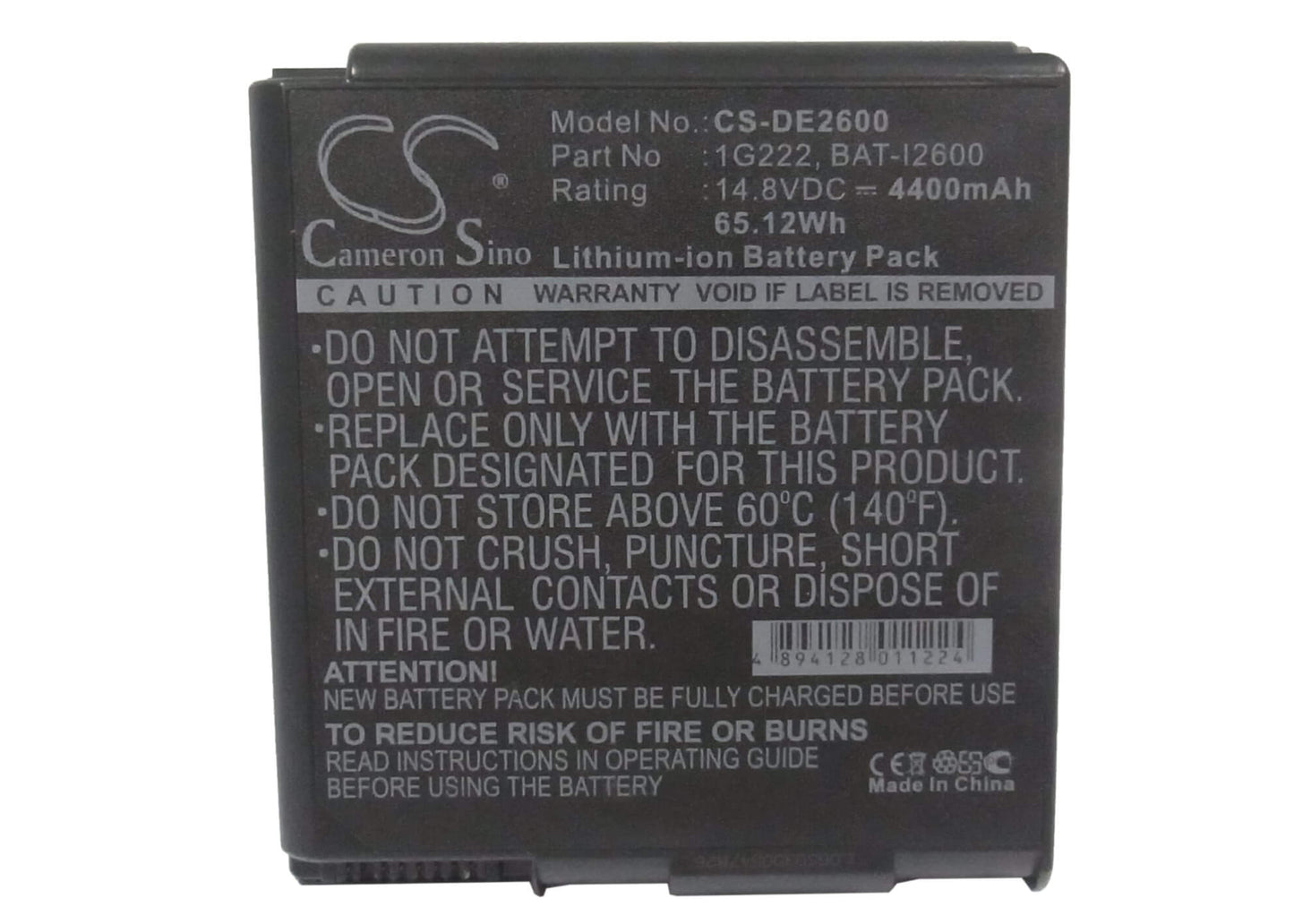 14.8V, 4400mAh, Li-ion Battery fits Dell, Inspiron 2600, Inspiron 2650, 65.12Wh