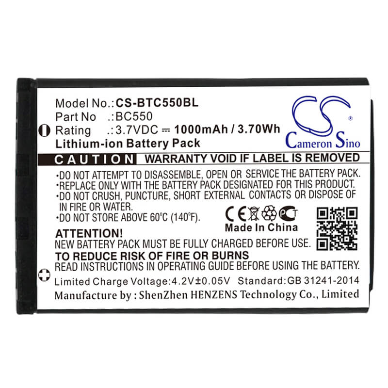 3.7V, 1000mAh, Li-ion Battery fits Bitel, Ic5500, 3.7Wh