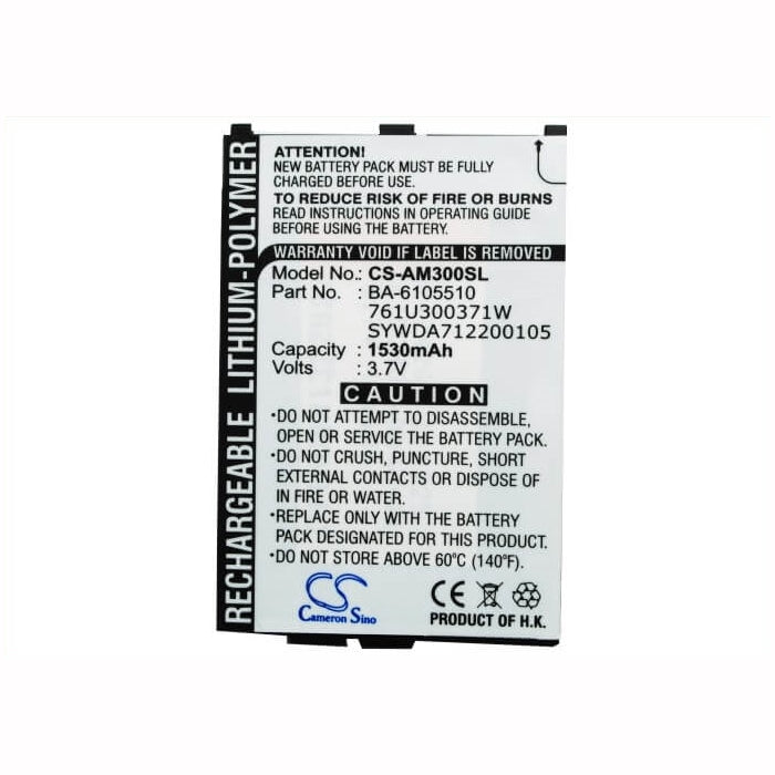 3.7V, 1530mAh, Li-Polymer Battery fits Acer, M300, 5.661Wh