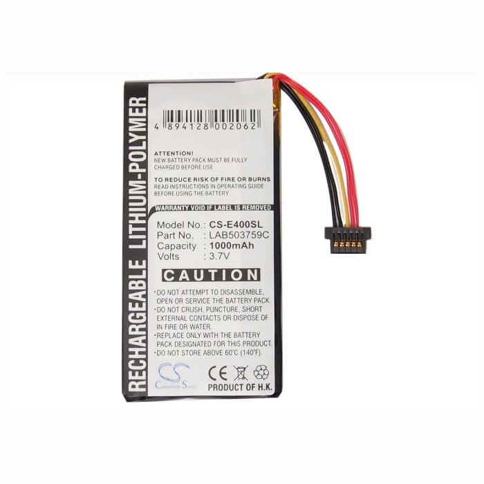 3.7V, 1000mAh, Li-Polymer Battery fits Toshiba, E400, E410, 3.7Wh