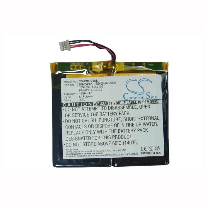 3.7V, 1700mAh, Li-Polymer Battery fits Palm, I705, Tungsten C, 6.29Wh