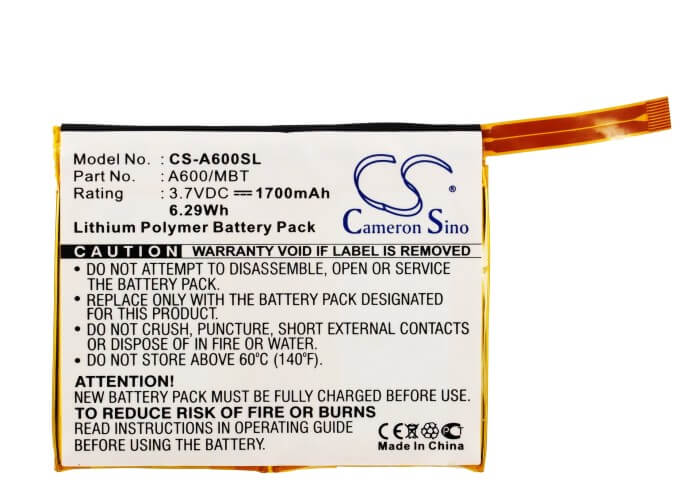 3.7V, 1700mAh, Li-Polymer Battery fits Asus, Mypal A600, Mypal A600u, 6.29Wh