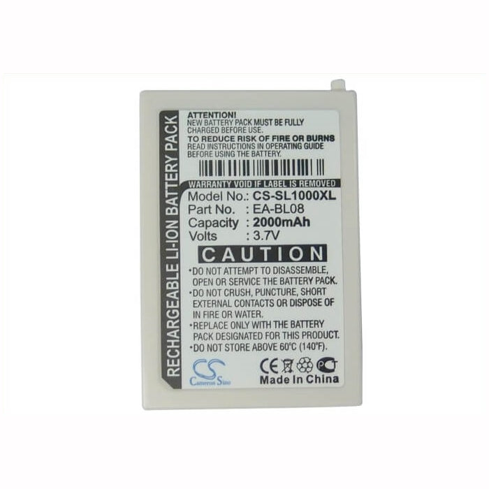3.7V, 2000mAh, Li-ion Battery fits Sharp, Zaurus Sl-c1000, Zaurus Sl-c3000, 7.4Wh