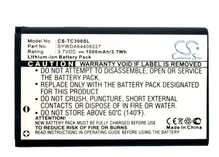 3.7V, 1000mAh, Li-ion Battery fits Arcor, Pirelli Twintel Dp-l10, 3.7Wh