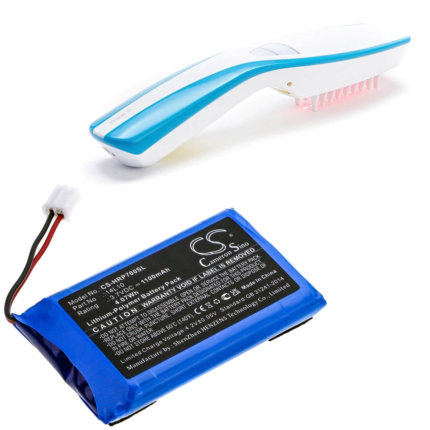 3.7V, 1100mAh, Li-Polymer Battery fits Hairmax, Pr7-v01, Prima 7, 4.07Wh