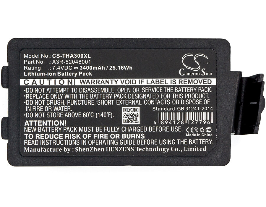 7.4V, 3400mAh, Li-ion Battery fits Tsc, Alpha 3r, 25.16Wh