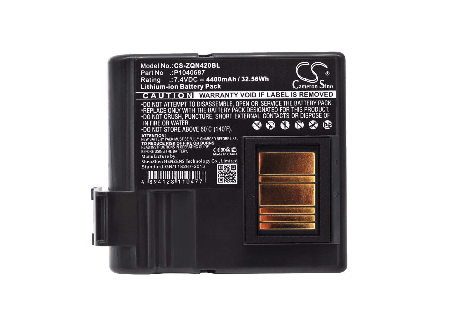 7.4V, 4400mAh, Li-ion Battery fits Zebra, Qln420, Zq630, 32.56Wh