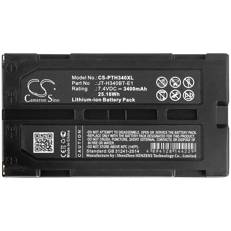7.4V, 3400mAh, Li-ion Battery fits Panasonic, Jt-h340bt-10, Jt-h340pr, 25.16Wh