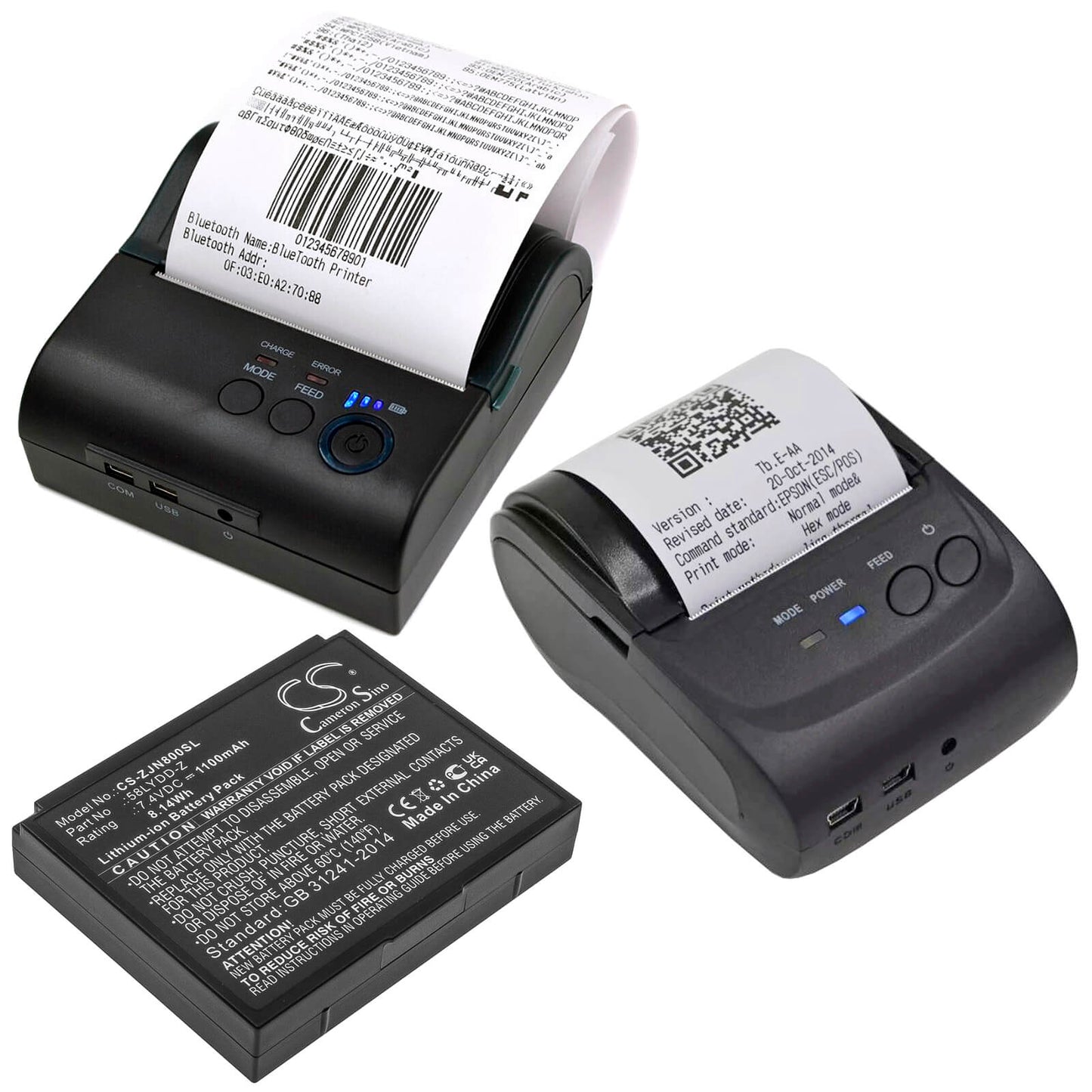 7.4V, 1100mAh, Li-ion Battery fits Zjiang, Zj-5802, Zj-8001, 8.14Wh