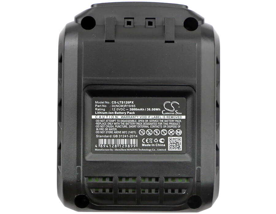 12.0V, 3000mAh, Li-ion Battery fits Lux-tools, Abs-12-li, 36Wh
