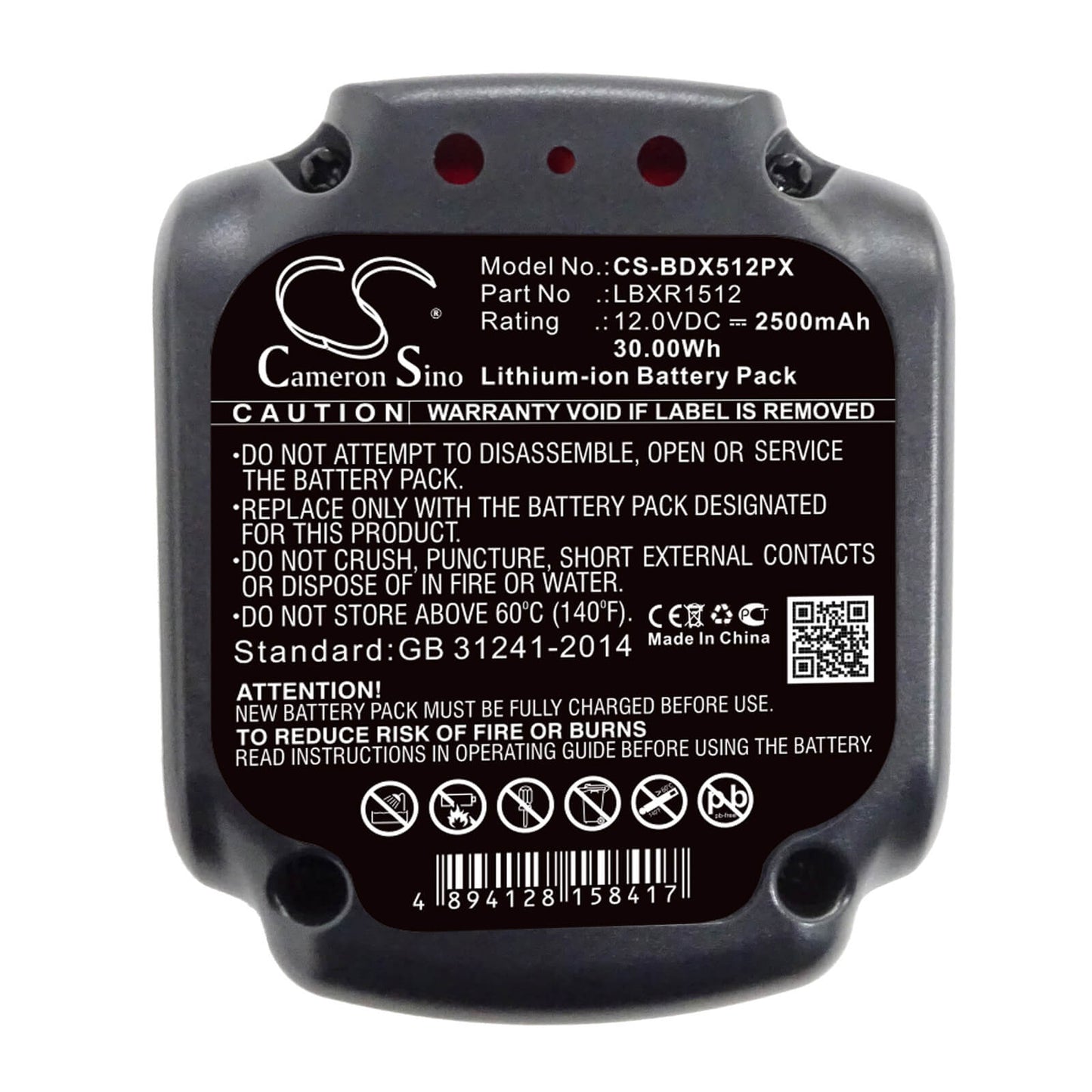 12.0V, 2500mAh, Li-ion Battery fits Black & Decker, Bdcd112, Bdcd12, 30Wh