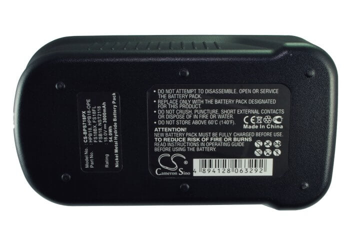 18.0V, 3000mAh, Ni-MH Battery fits Black & Decker, Bd18psk, Bdgl1800, 54Wh