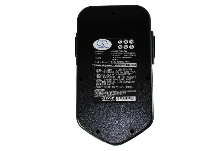 18.0V, 2000mAh, Ni-MH Battery fits Aeg, Bbm 18 Stx, Bdse 18 Stx, 36Wh