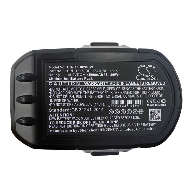 18.0V, 4500mAh, Li-ion Battery fits Ryobi, Bid-1801m, Bid-180l, 81Wh