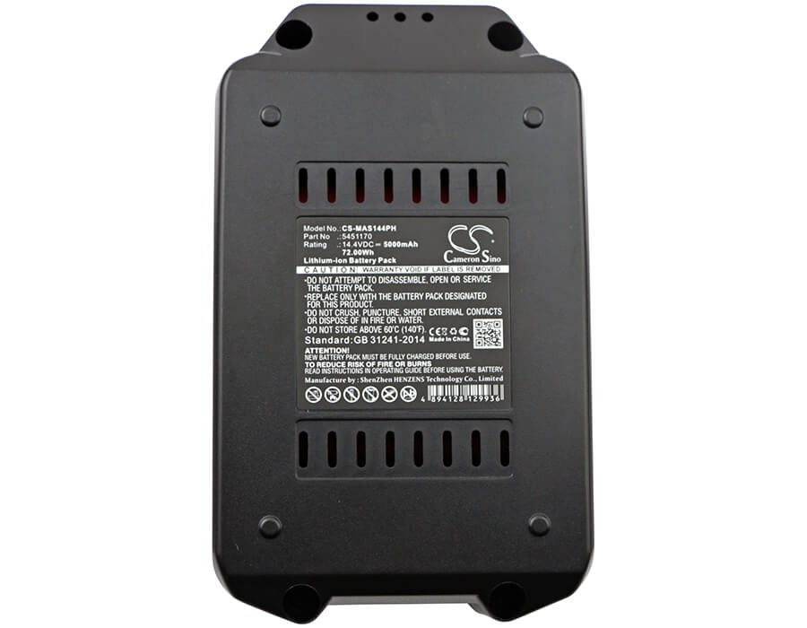 14.4V, 5000mAh, Li-ion Battery fits Meister Craft, 5450880, Mas144, 72Wh