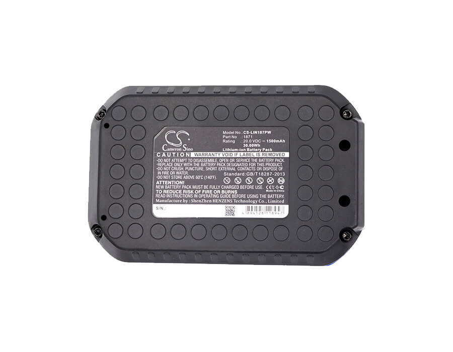 20.0V, 1500mAh, Li-ion Battery fits Lincoln, Lin-1882, Lin-1884, 30Wh