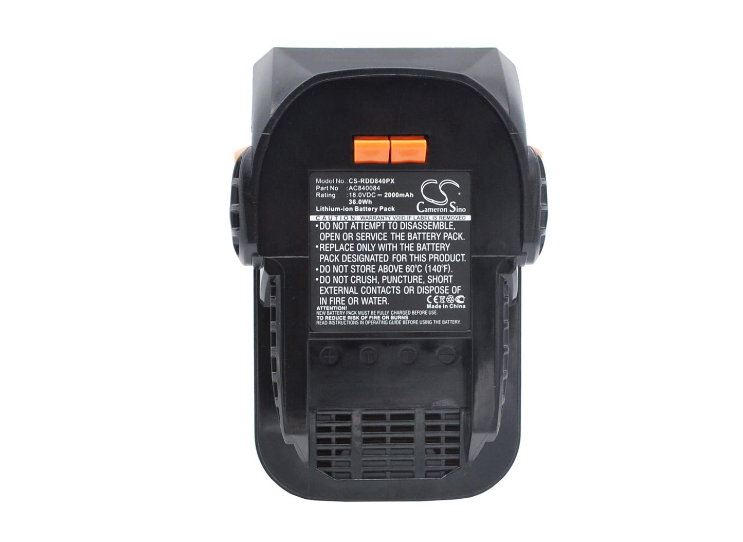 18.0V, 2000mAh, Li-ion Battery fits Ridgid, 130383001, 130383025, 36Wh